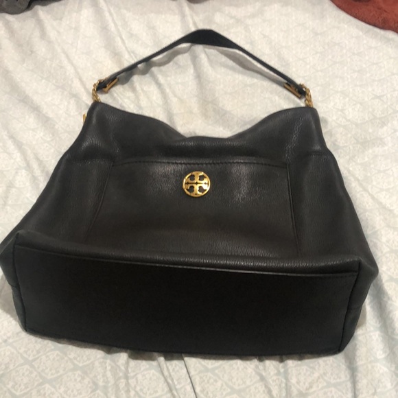 Tory Burch black pebbled leather large Chelsea Slouchy Tote - Picture 2 of 11